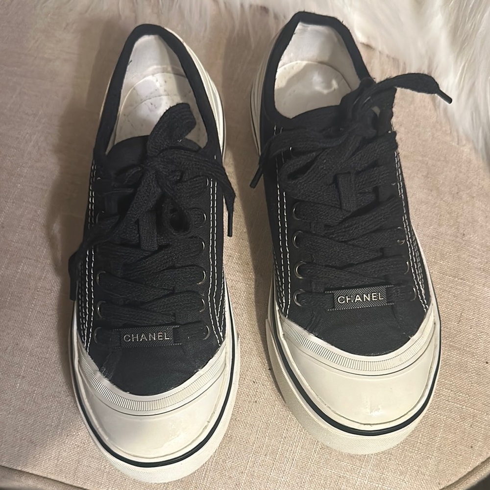 Chanel Black and White Sneakers